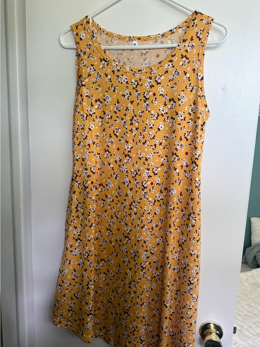 Yellow Floral sleeveless Sundress - Casual Summer Shift